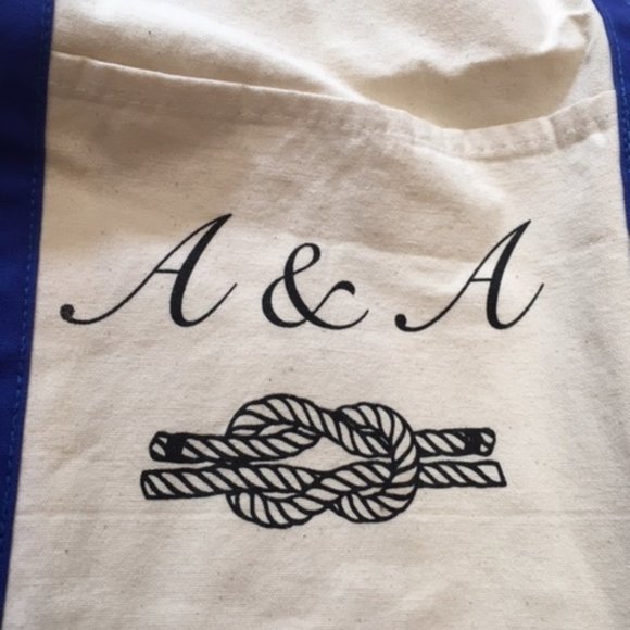 "A & A" Initialed Nautical Personalized Canvas Tote Travel Beach Shopping Bag - Picture 5 of 10
